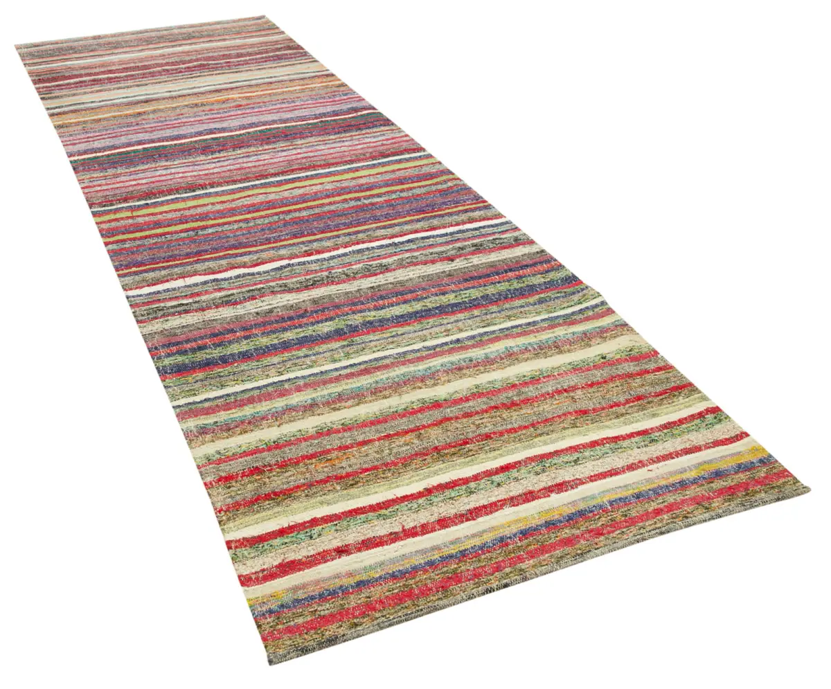 Anadolu Eskitme Multi Pamuk Üzerine Yün El Dokuma Kilim-115x348 - Görsel 2