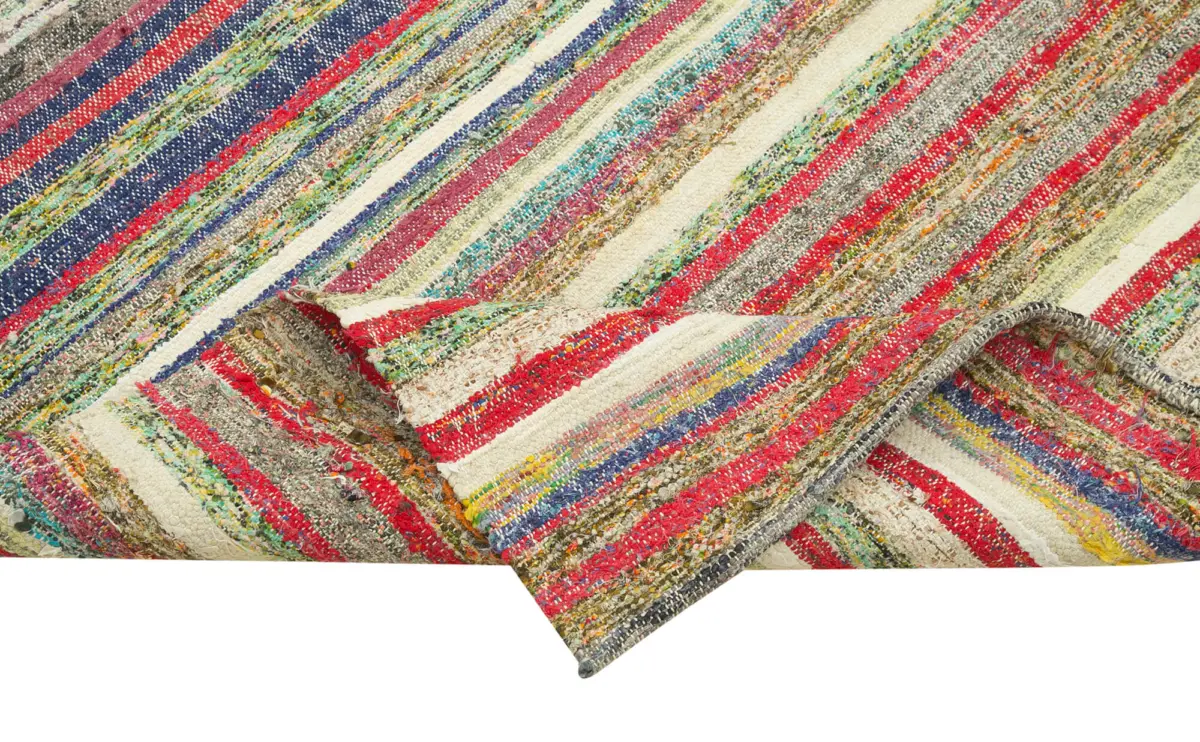 Anadolu Eskitme Multi Pamuk Üzerine Yün El Dokuma Kilim-115x348 - Görsel 6