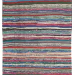 Chaput Çizgili Multi Renk Pamuk Üzerine Yün El Dokuma Kilim-173x245