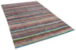 Chaput Çizgili Multi Renk Pamuk Üzerine Yün El Dokuma Kilim-173x245 - Görsel 2
