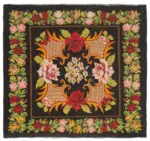 Moldovian Klasik Göbekli Siyah Pamuk Üzerine Yün El Dokuma Kilim-180x200