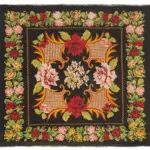 Moldovian Klasik Göbekli Siyah Pamuk Üzerine Yün El Dokuma Kilim-180x200