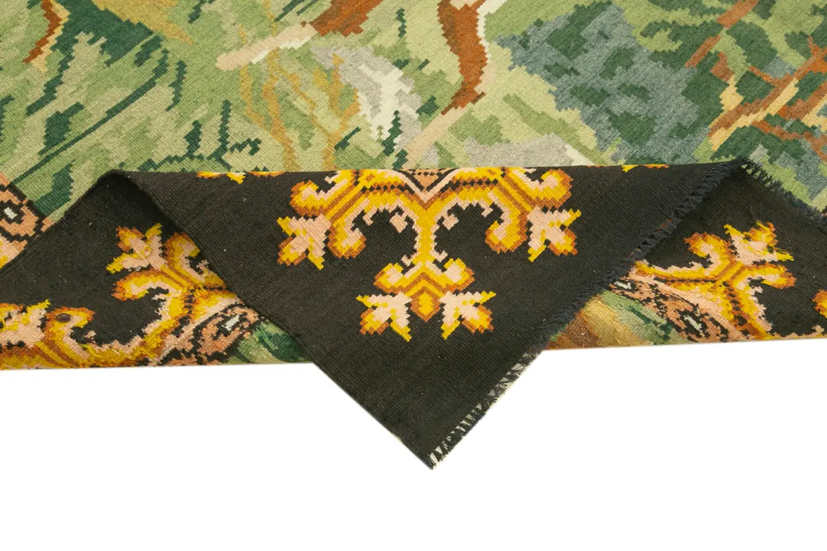 Moldovian Klasik Göbekli Siyah Pamuk Üzerine Yün El Dokuma Kilim-212x217 - Görsel 6