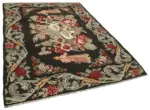 Moldovian Klasik Göbekli Siyah Pamuk Üzerine Yün El Dokuma Kilim-192x292 - Görsel 2