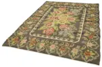 Moldovian Klasik Göbekli Kahverengi Pamuk Üzerine Yün El Dokuma Kilim-189x248 - Görsel 3