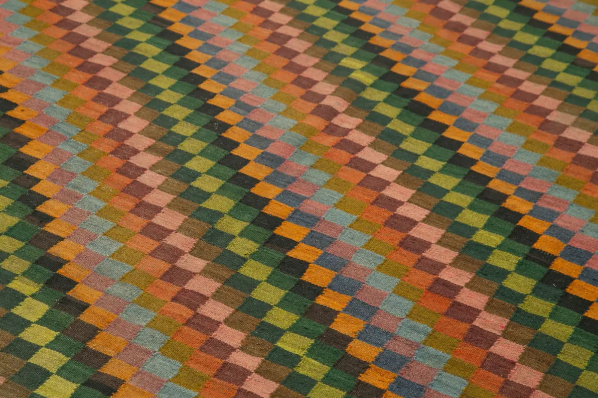 Moldovian Klasik Göbekli Siyah Pamuk Üzerine Yün El Dokuma Kilim-208x384 - Görsel 5