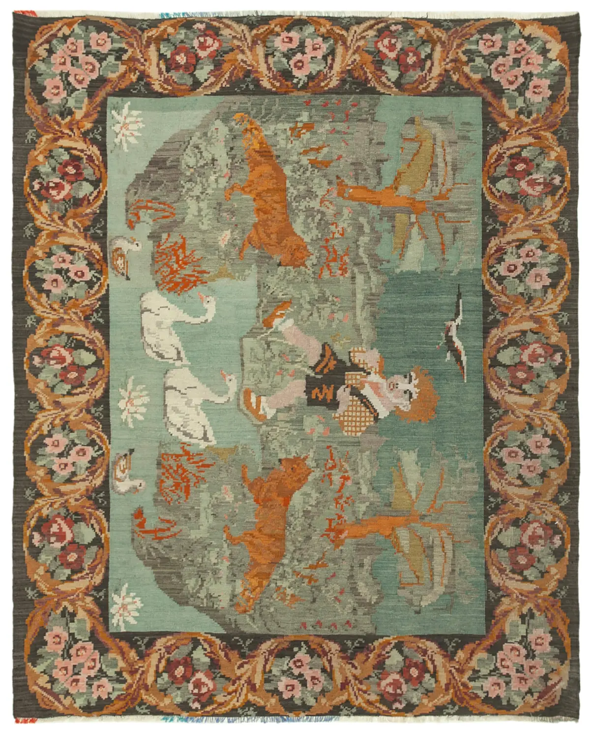 Rc_23325_1_Brown_Rose_Kilim_Rugs Moldovian Klasik Göbekli Kahverengi Pamuk Üzerine Yün El Dokuma Kilim-200x243 - Görsel 1