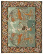 Moldovian Klasik Göbekli Kahverengi Pamuk Üzerine Yün El Dokuma Kilim-200x243