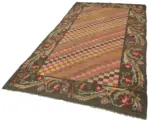 Moldovian Klasik Göbekli Kahverengi Pamuk Üzerine Yün El Dokuma Kilim-160x306 - Görsel 3