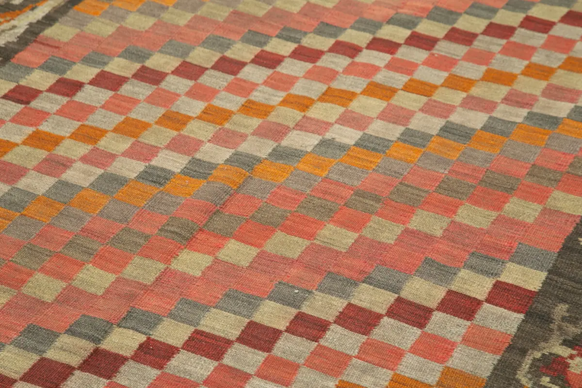 Moldovian Klasik Göbekli Kahverengi Pamuk Üzerine Yün El Dokuma Kilim-160x306 - Görsel 5