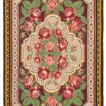 Moldovian Klasik Göbekli Siyah Pamuk Üzerine Yün El Dokuma Kilim-192x270