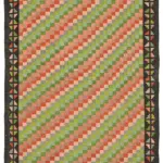 Moldovian Klasik Göbekli Siyah Pamuk Üzerine Yün El Dokuma Kilim-160x317