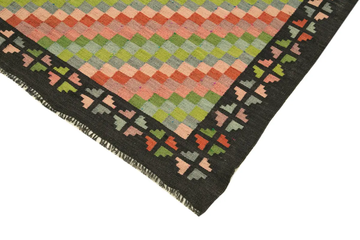 Moldovian Klasik Göbekli Siyah Pamuk Üzerine Yün El Dokuma Kilim-160x317 - Görsel 4