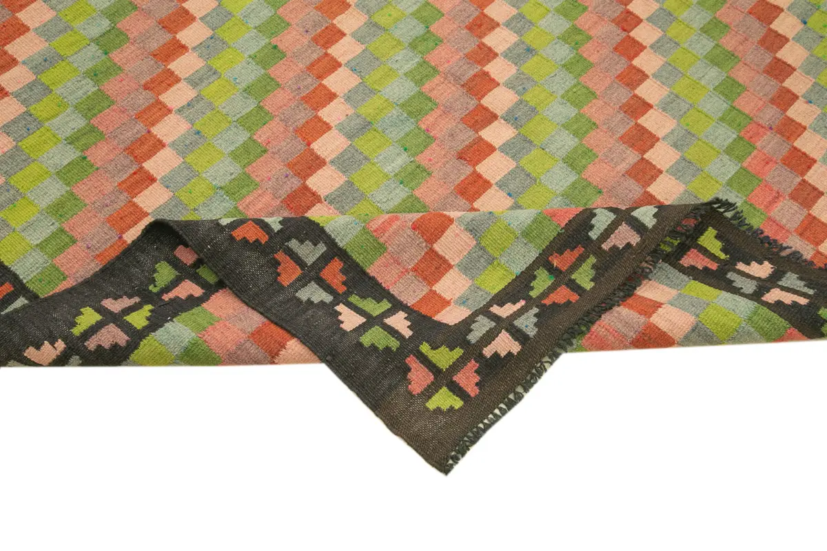 Moldovian Klasik Göbekli Siyah Pamuk Üzerine Yün El Dokuma Kilim-160x317 - Görsel 6