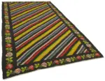 Moldovian Klasik Göbekli Siyah Pamuk Üzerine Yün El Dokuma Kilim-173x310 - Görsel 2