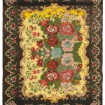 Moldovian Klasik Göbekli Kahverengi Pamuk Üzerine Yün El Dokuma Kilim-200x246