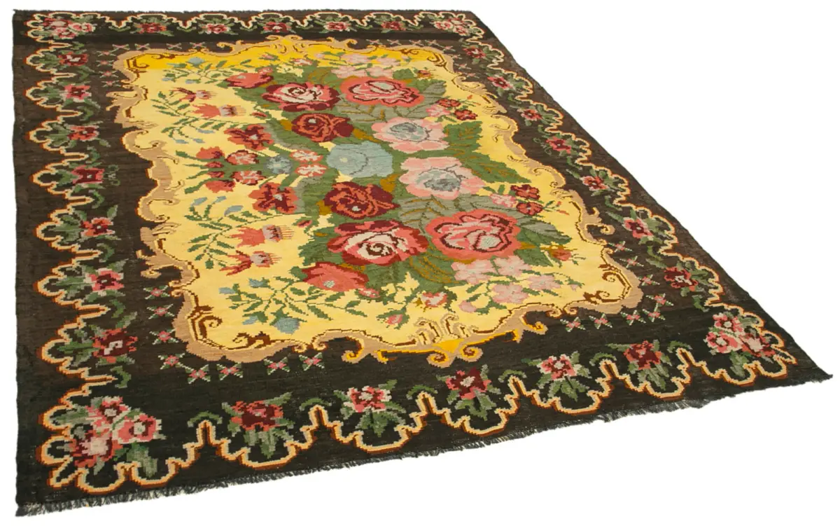 Moldovian Klasik Göbekli Kahverengi Pamuk Üzerine Yün El Dokuma Kilim-200x246 - Görsel 2