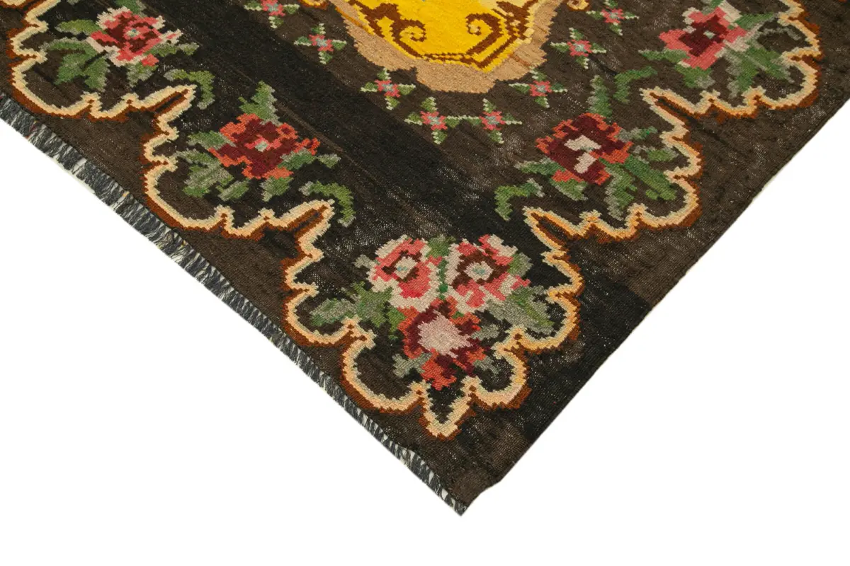 Moldovian Klasik Göbekli Kahverengi Pamuk Üzerine Yün El Dokuma Kilim-200x246 - Görsel 4