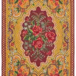 Moldovian Klasik Göbekli Sarı Pamuk Üzerine Yün El Dokuma Kilim-188x292