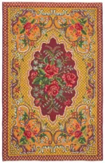 Moldovian Klasik Göbekli Sarı Pamuk Üzerine Yün El Dokuma Kilim-188x292