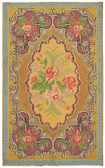 Moldovian Klasik Göbekli Sarı Pamuk Üzerine Yün El Dokuma Kilim-192x310