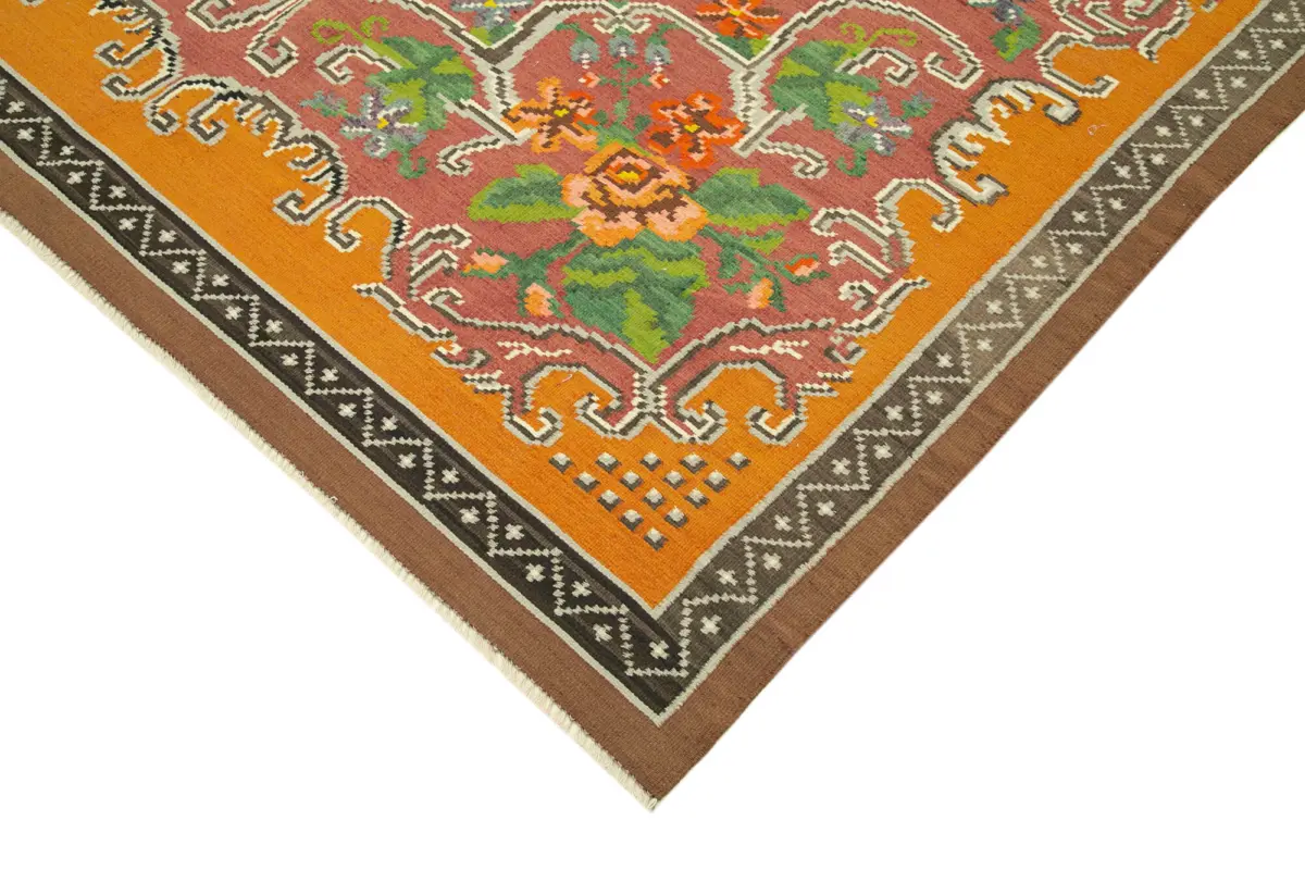 Moldovian Klasik Göbekli Sarı Pamuk Üzerine Yün El Dokuma Kilim-200x285 - Görsel 4