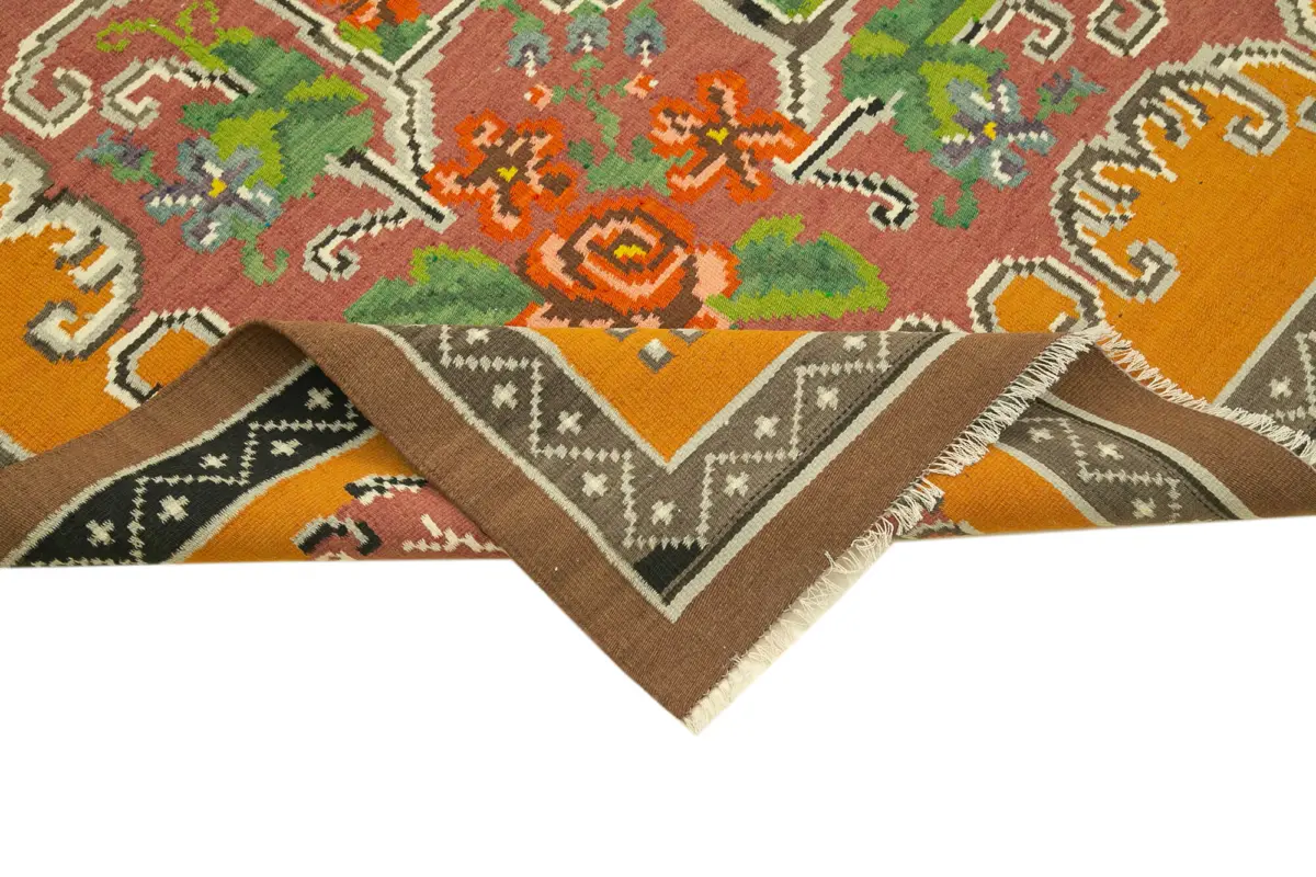 Moldovian Klasik Göbekli Sarı Pamuk Üzerine Yün El Dokuma Kilim-200x285 - Görsel 6