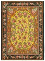 Moldovian Klasik Göbekli Siyah Pamuk Üzerine Yün El Dokuma Kilim-232x305