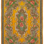 Moldovian Klasik Göbekli Sarı Pamuk Üzerine Yün El Dokuma Kilim-185x270