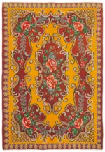 Moldovian Klasik Göbekli Kırmızı Pamuk Üzerine Yün El Dokuma Kilim-192x275