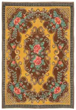 Moldovian Klasik Göbekli Kahverengi Pamuk Üzerine Yün El Dokuma Kilim-176x262