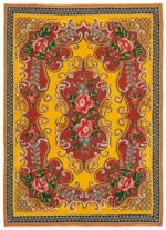 Moldovian Klasik Göbekli Sarı Pamuk Üzerine Yün El Dokuma Kilim-182x246