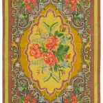 Moldovian Klasik Göbekli Kahverengi Pamuk Üzerine Yün El Dokuma Kilim-200x297