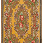 Moldovian Klasik Göbekli Kahverengi Pamuk Üzerine Yün El Dokuma Kilim-183x280