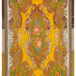 Moldovian Klasik Göbekli Kahverengi Pamuk Üzerine Yün El Dokuma Kilim-174x283