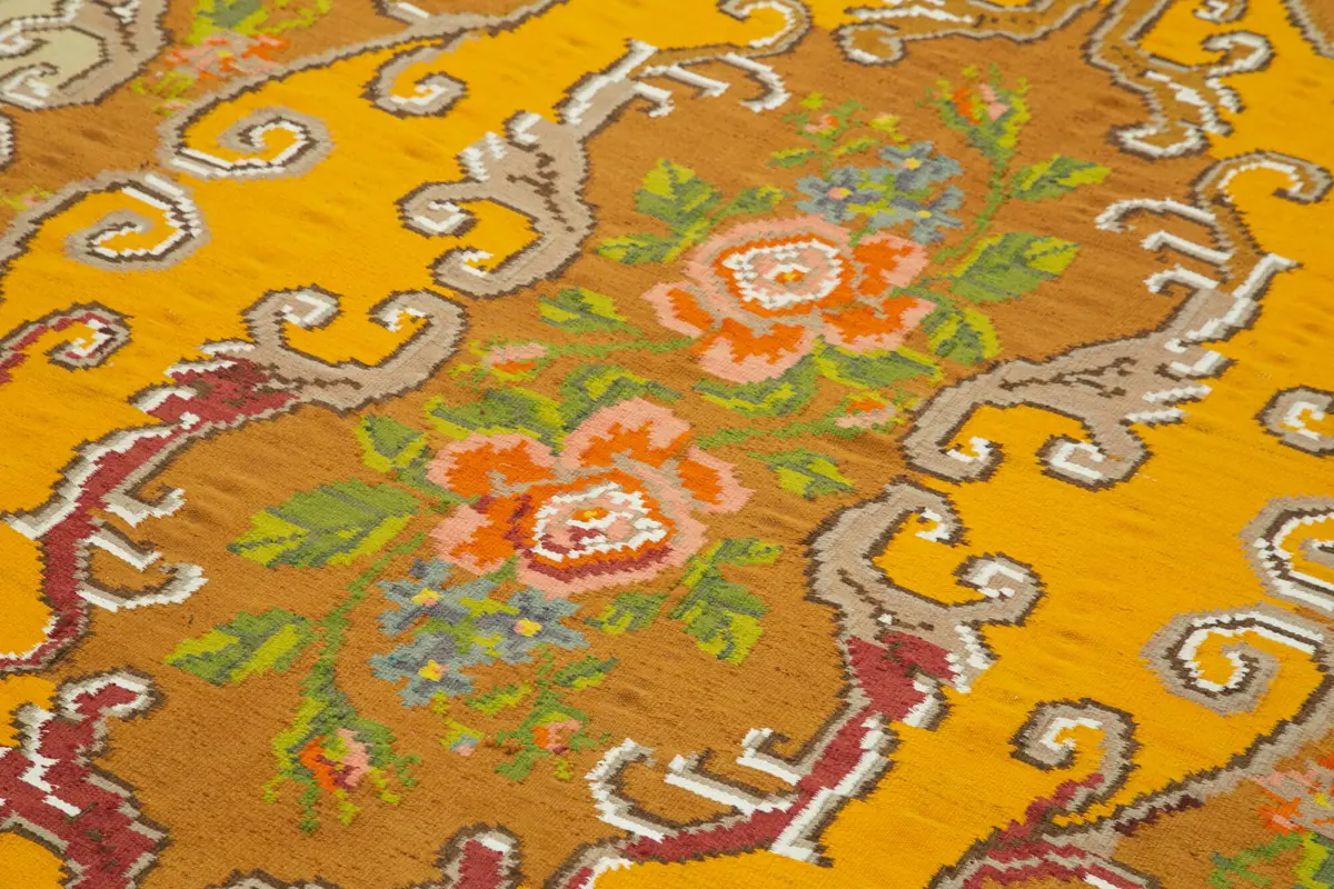 Moldovian Klasik Göbekli Kahverengi Pamuk Üzerine Yün El Dokuma Kilim-174x283 - Görsel 5