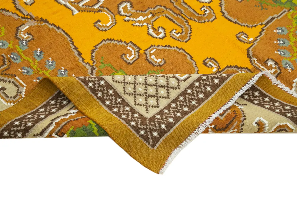 Moldovian Klasik Göbekli Kahverengi Pamuk Üzerine Yün El Dokuma Kilim-174x283 - Görsel 6