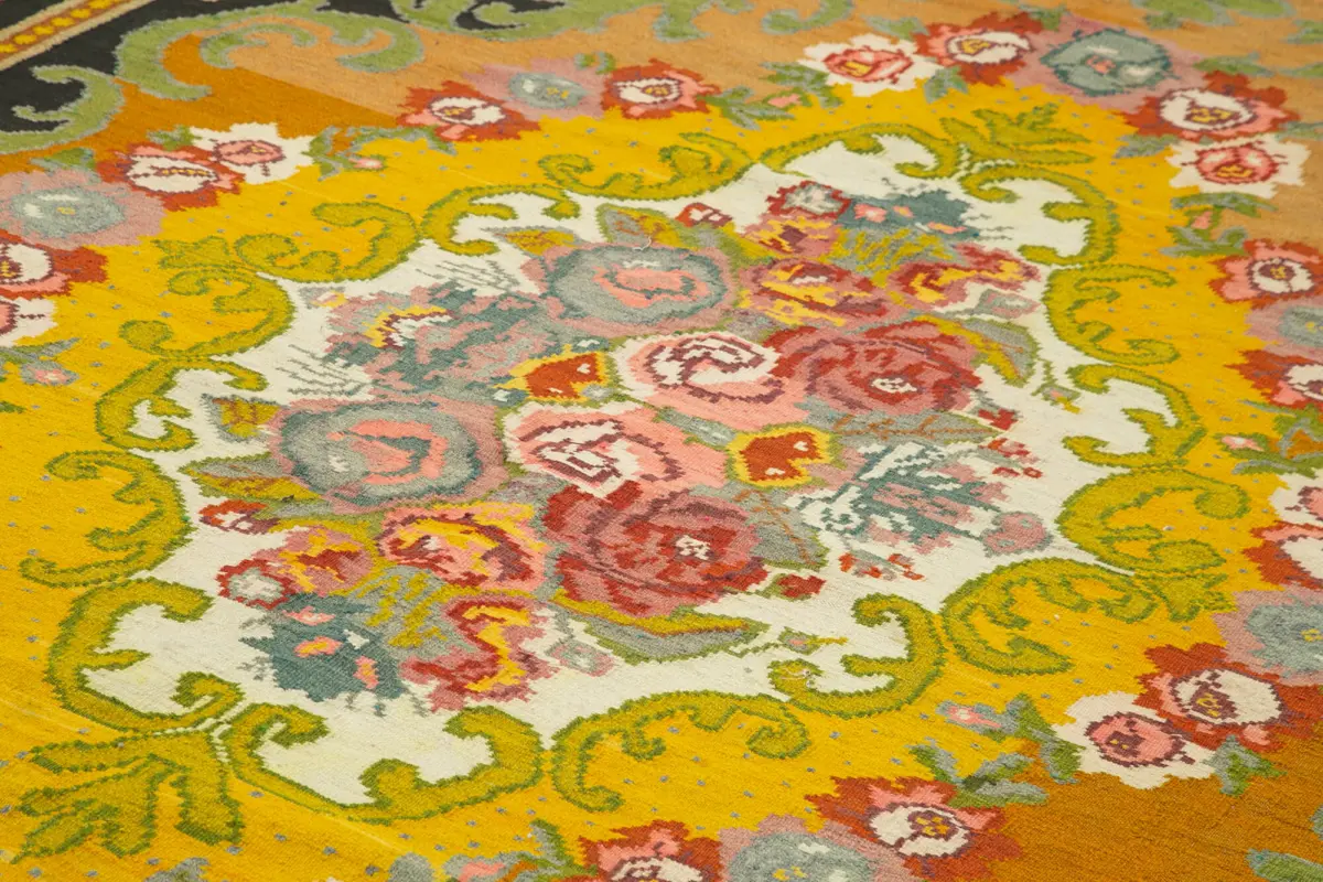 Moldovian Klasik Göbekli Siyah Pamuk Üzerine Yün El Dokuma Kilim-208x330 - Görsel 5