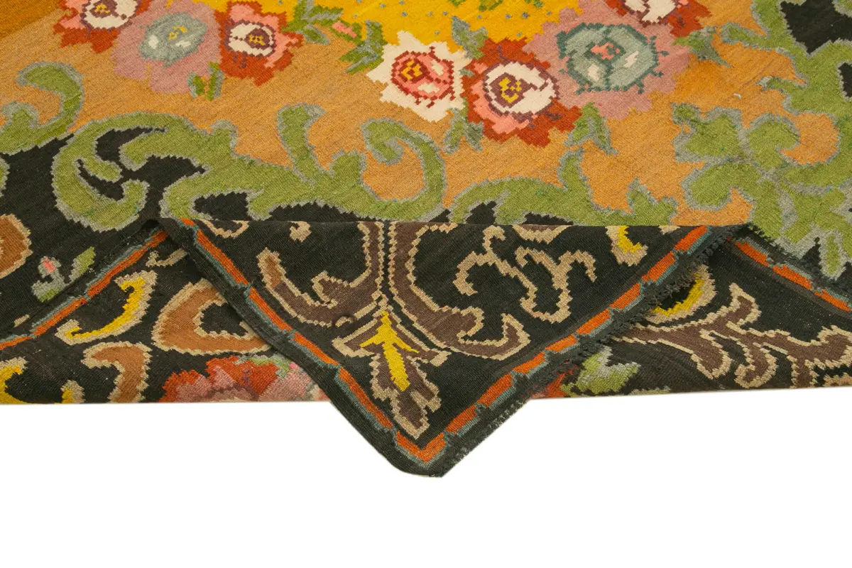 Moldovian Klasik Göbekli Siyah Pamuk Üzerine Yün El Dokuma Kilim-208x330 - Görsel 6