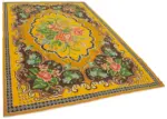 Moldovian Klasik Göbekli Sarı Pamuk Üzerine Yün El Dokuma Kilim-194x297 - Görsel 2