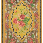 Moldovian Klasik Göbekli Sarı Pamuk Üzerine Yün El Dokuma Kilim-190x314