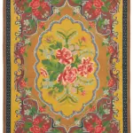 Moldovian Klasik Göbekli Sarı Pamuk Üzerine Yün El Dokuma Kilim-198x295