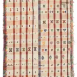 Anadolu Eskitme Turuncu Pamuk Üzerine Yün El Dokuma Kilim-147x280