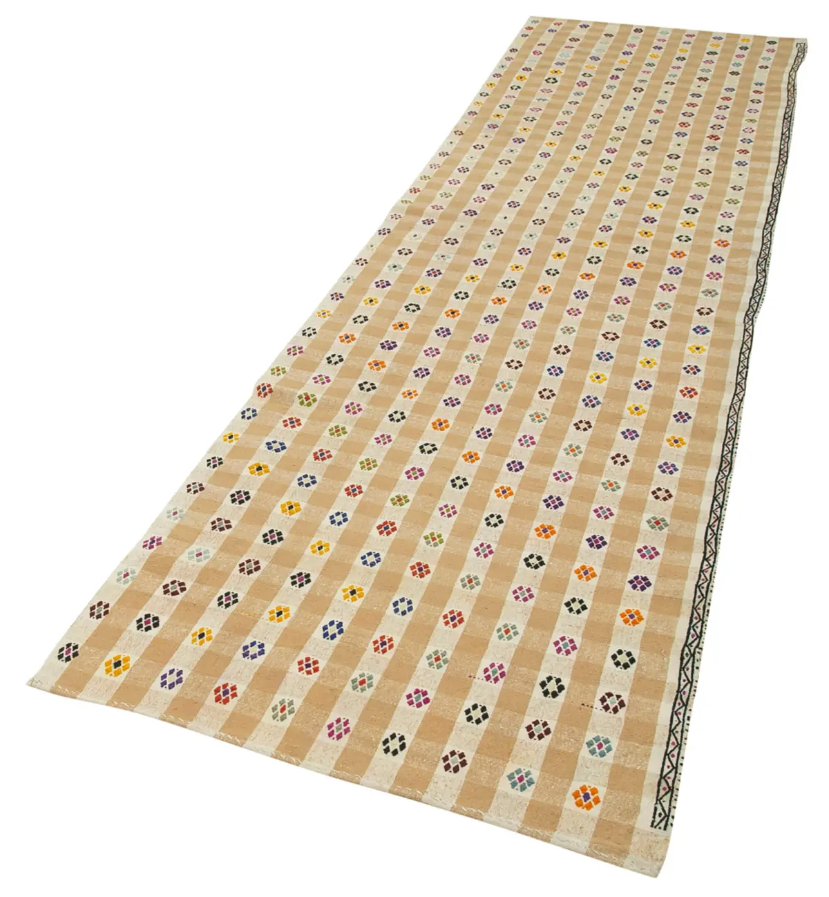 Anadolu Eskitme Sarı Pamuk Üzerine Yün El Dokuma Kilim-092x357 - Görsel 3