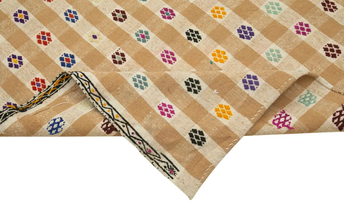 Anadolu Eskitme Sarı Pamuk Üzerine Yün El Dokuma Kilim-092x357 - Görsel 6