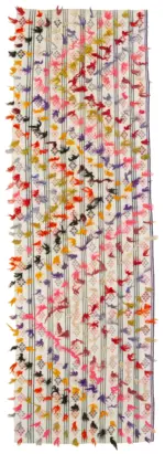 Anadolu Eskitme Bej Pamuk Üzerine Yün El Dokuma Kilim-101x328