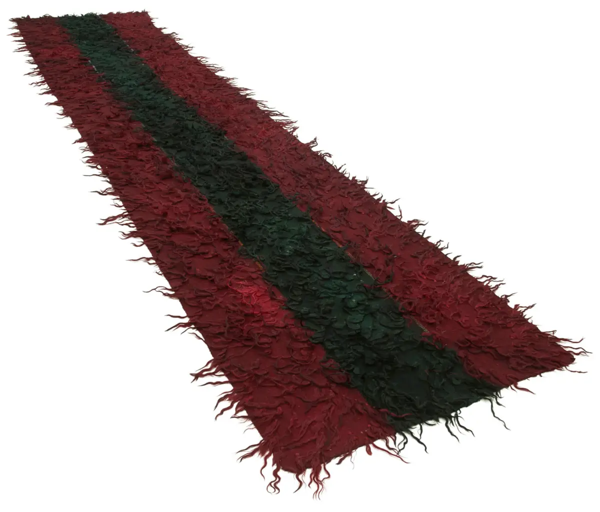 Anadolu Eskitme Kırmızı Pamuk Üzerine Yün El Dokuma Kilim-105x496 - Görsel 2