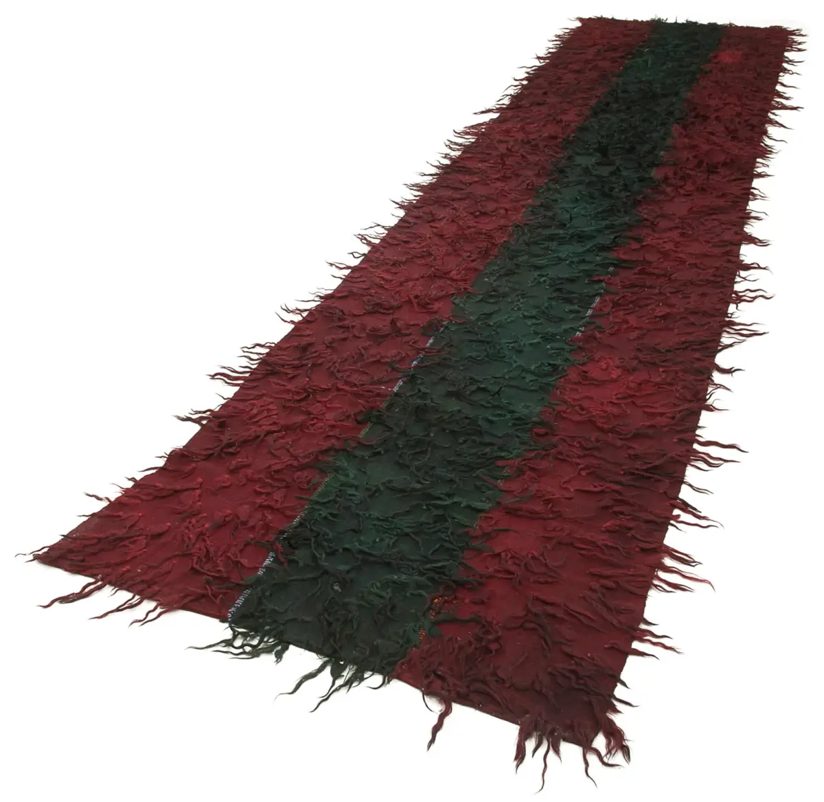 Anadolu Eskitme Kırmızı Pamuk Üzerine Yün El Dokuma Kilim-105x496 - Görsel 3