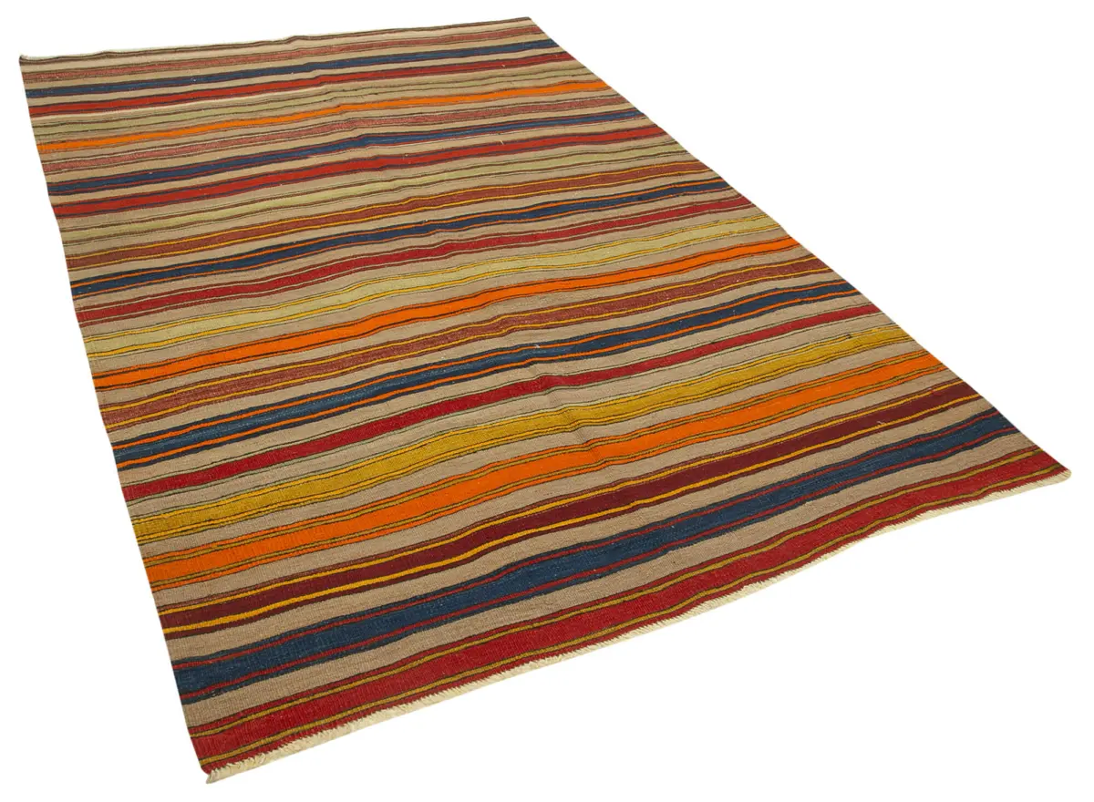 Anadolu Eskitme Multi Pamuk Üzerine Yün El Dokuma Kilim-163x252 - Görsel 2