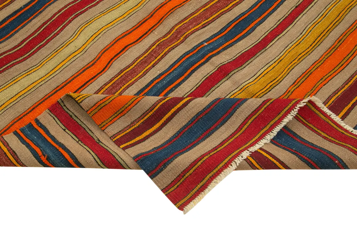 Anadolu Eskitme Multi Pamuk Üzerine Yün El Dokuma Kilim-163x252 - Görsel 6